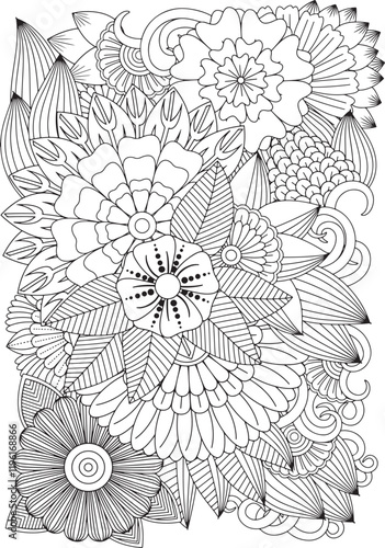 Zentangle Flowers Coloring Pages