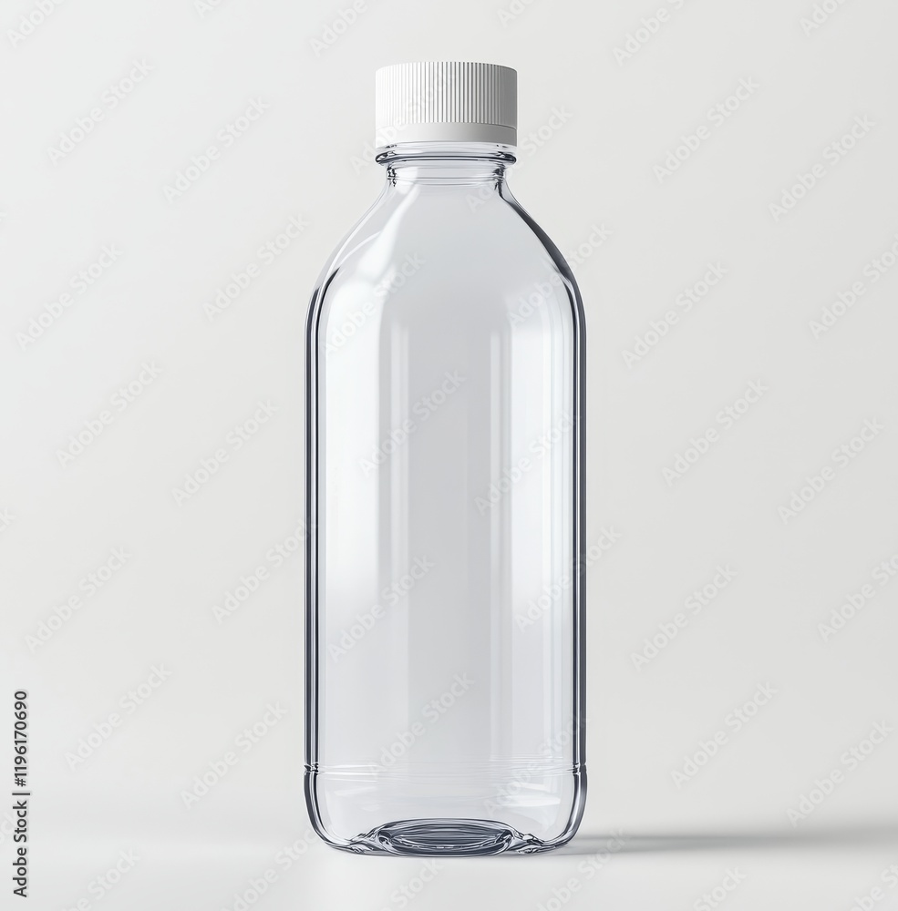Clear plastic bottle with white cap, isolated on white background. Clear plastic bottle with white cap, isolated on white background.