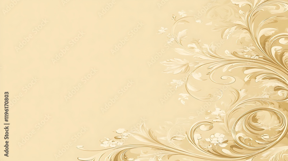 Elegant Beige Floral Swirls Design Background Elegant Beige Floral Swirls Design Background