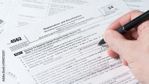 Form 4562, Depreciation and Amortization, IRS Tax Document Close-Up