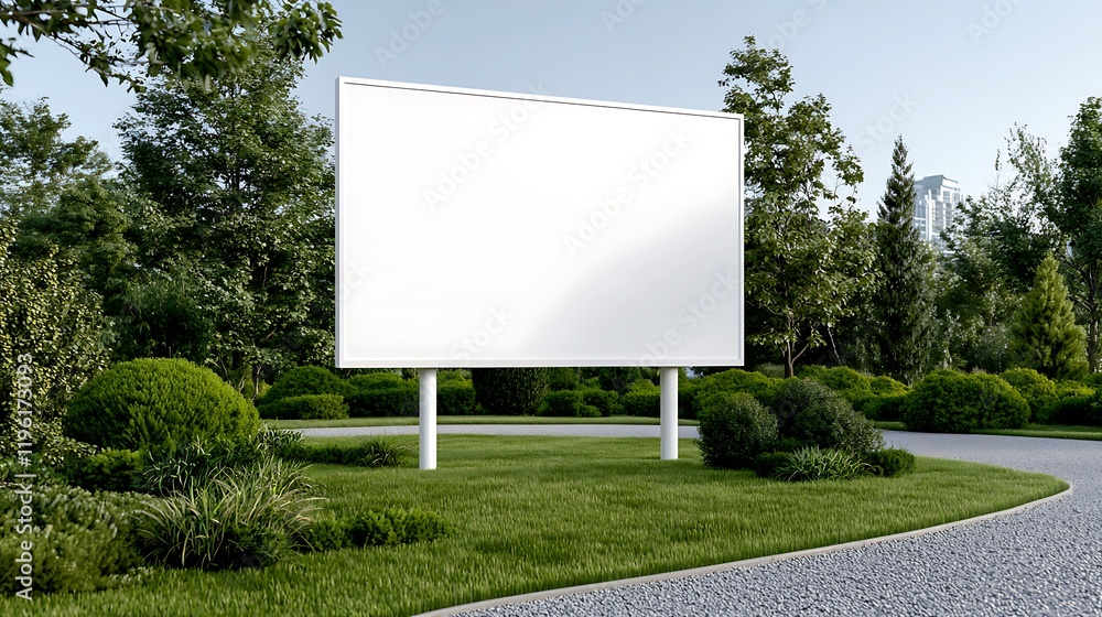 Fototapeta premium Blank Billboard Mockup in a Park Setting