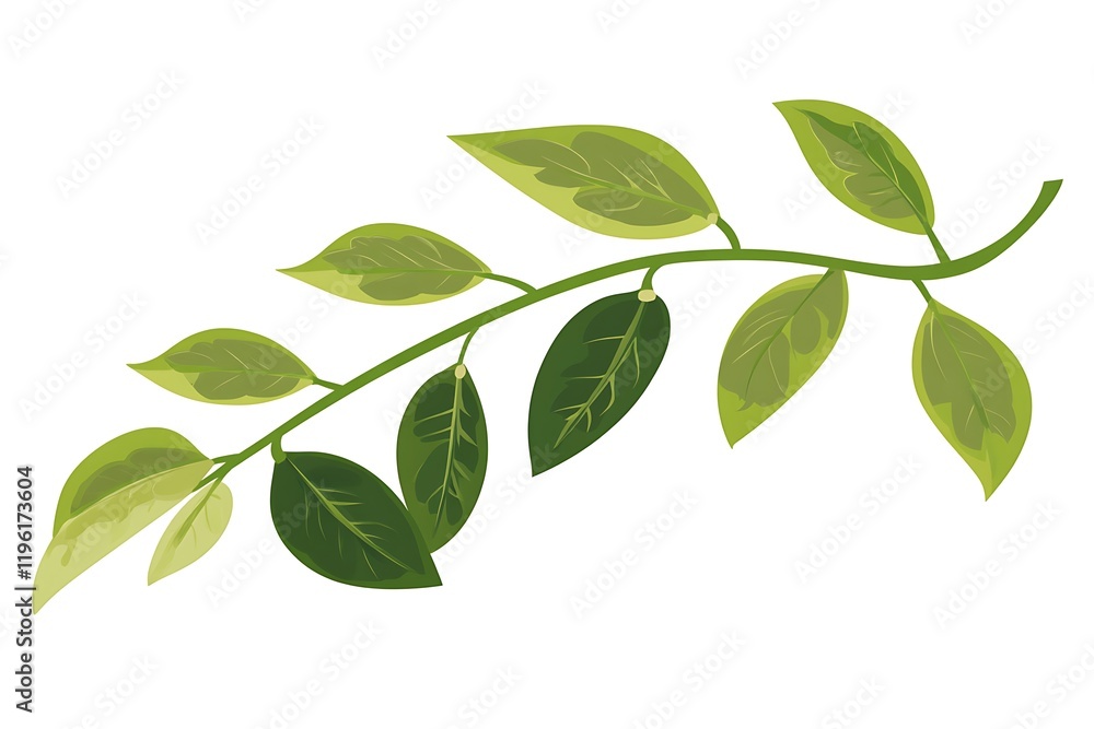 Fototapeta premium Elegant Green Leaves Branch Design