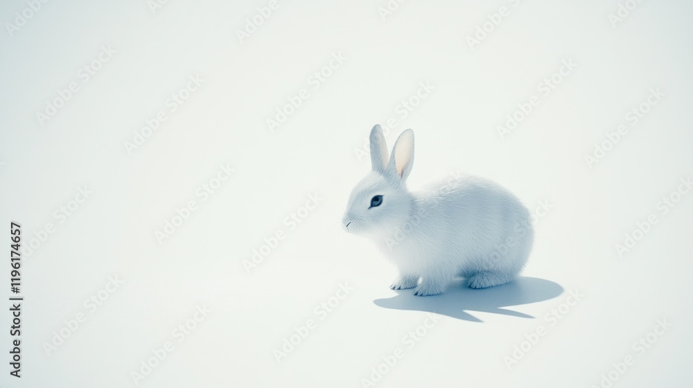 Obraz premium White Rabbit On White Background