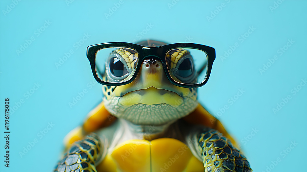 Smart Turtle with Glasses, spectacles, eyewear, intelligent, wise, cute Smart Turtle with Glasses, spectacles, eyewear, intelligent, wise, cute