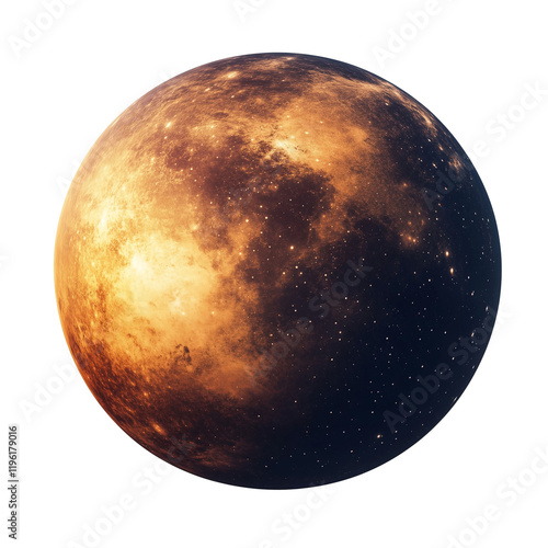 Venus in sky at night with stars and glowing atmosphere futuristic generative AI isolated on transparent  background