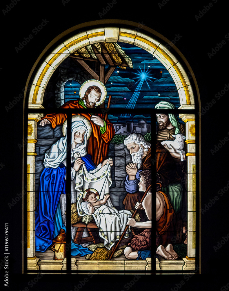 Obraz premium stained glass window in church