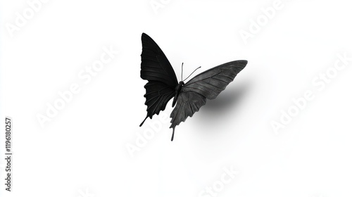 Black Butterfly on White Background