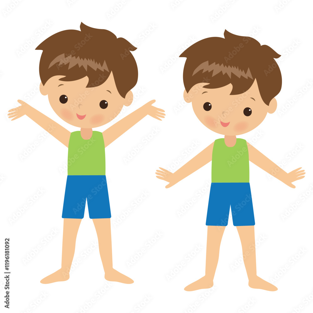 Cute little boy gymnast vector cartoon illustration Cute little boy gymnast vector cartoon illustration