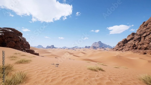 Vast Desert Landscape Under Blue Sky