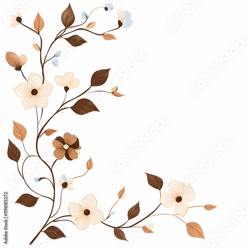 Elegant Floral Branch Design, flowers, leaves, blossom, bloom, botanical