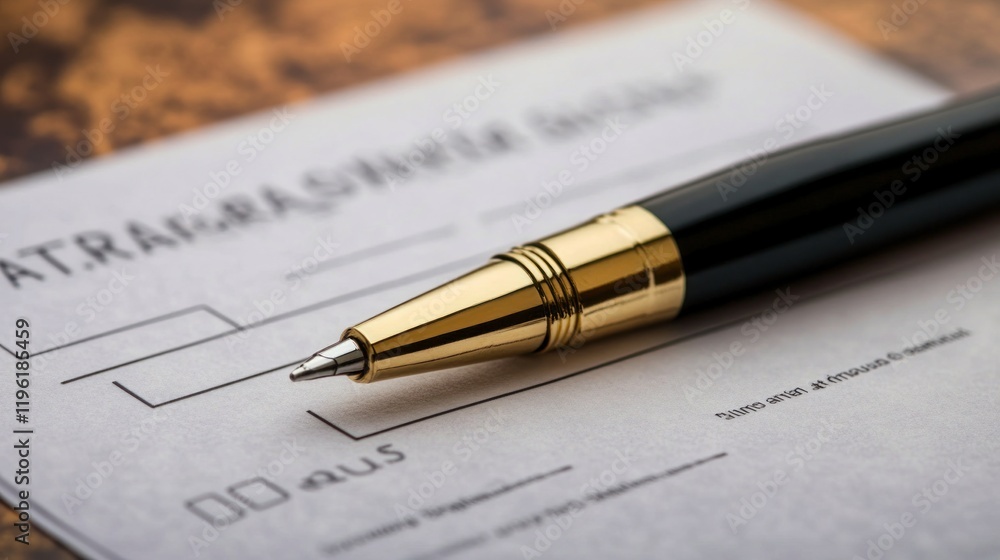 Elegant Pen on Application Form: Ready to Sign Elegant Pen on Application Form: Ready to Sign