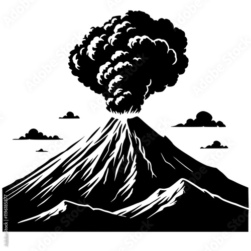 Silhouette of volcano eruption vector design