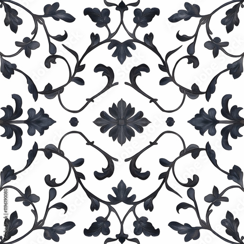 Damask Seamless Pattern, Baroque Floral Ornament, Elegant Vintage Design, ornate, decorative, wallpaper, background, texture