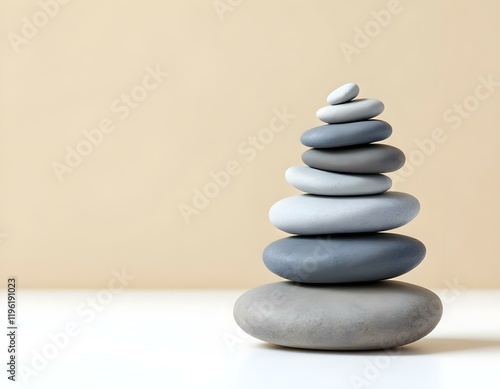 zen, stones, stacked, arranged, flat, white, surface, beige, background, clean, balance, harmony, calm, minimalist, serene, tranquil, meditative, peaceful, nature, simplicity, alignment, symmetry, photo