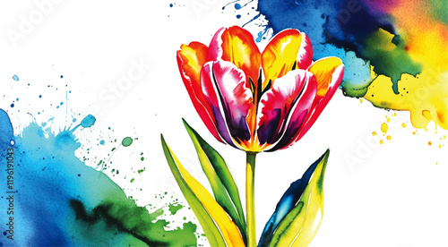 Vector beautiful colorful painting of flowers on a white background	