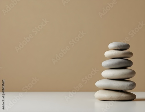 zen, stones, stacked, arranged, flat, white, surface, beige, background, clean, balance, harmony, calm, minimalist, serene, tranquil, meditative, peaceful, nature, simplicity, alignment, symmetry, photo