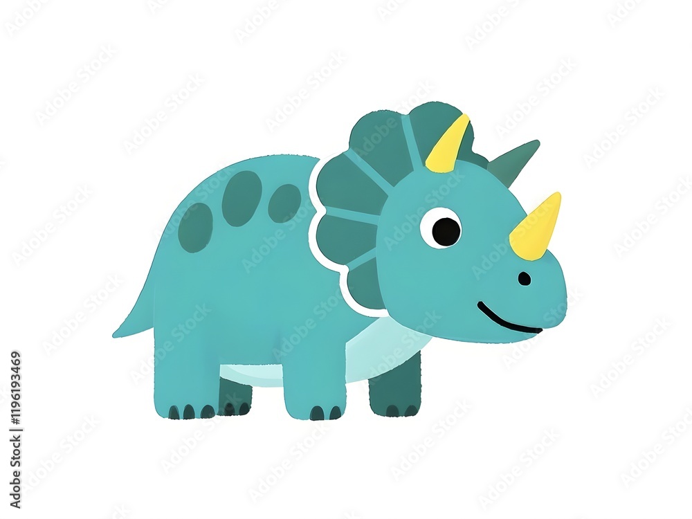 Cartoon style vector illustration. Cute Triceratops on white background,zoo,dinosaur,wildlife,art Cartoon style vector illustration. Cute Triceratops on white background,zoo,dinosaur,wildlife,art