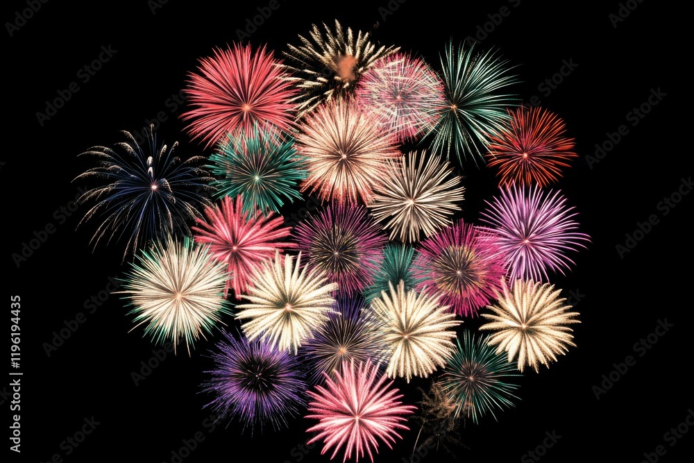 Spectacular Fireworks Illuminating the Night Sky in a Vivid Display Spectacular Fireworks Illuminating the Night Sky in a Vivid Display