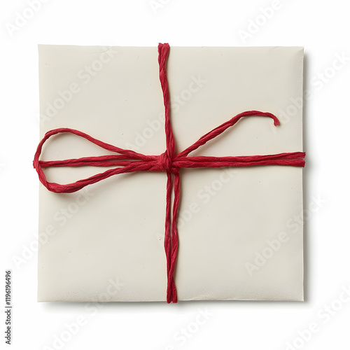 Tied Kraft Envelope with Red String, paper, bow, gift, present, package