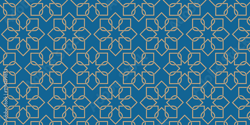 Islamic Seamless geometric pattern in authentic arabian Subtle simple golden islamic design style. 