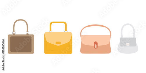 Collection of women's bags in various styles. hand drawn style vector design illustrations. 