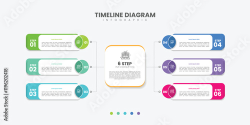 Infographic label design with circle infographic template design and 6 options or steps. Can be used for process diagram, presentations, workflow layout, banner, flow chart, info graph.