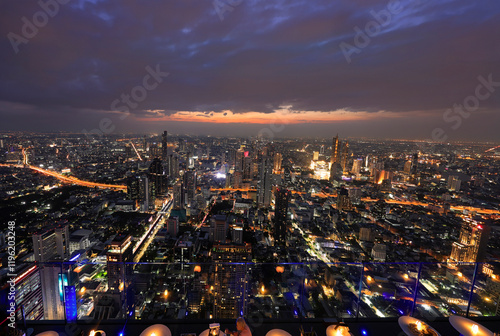 Photography King power mahanakhon thailand’s highest observation deck at 314 meters, luxury rooftop of Mahanakhon skywalk
