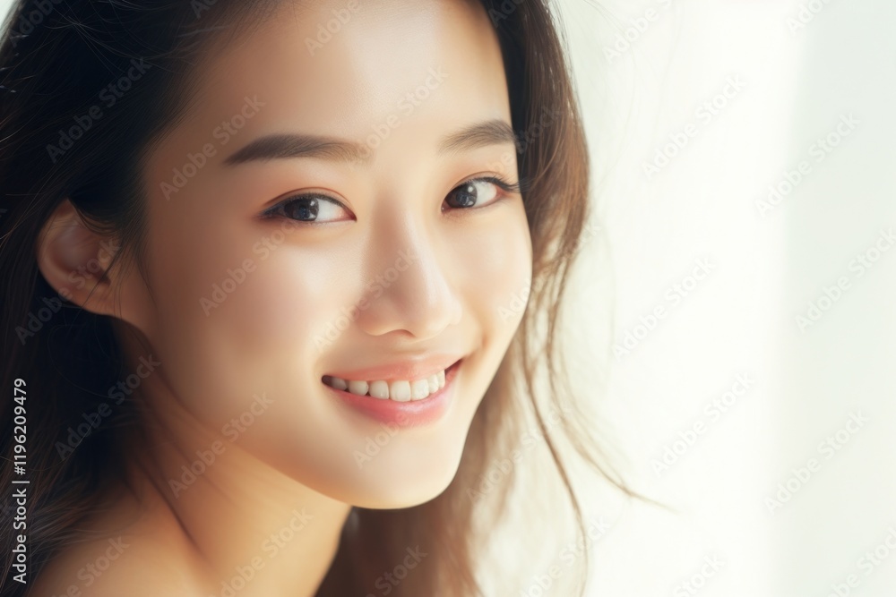 Naklejka premium Asian skin smiling adult.