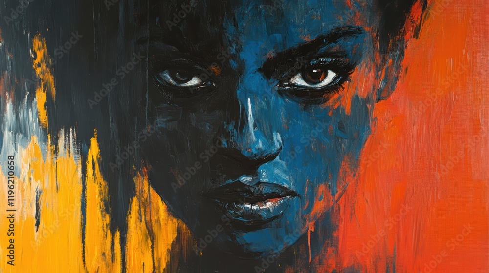 Expressionist painting with exaggerated features and intense brushstrokes, conveying strong emotions and inner turmoil. Expressionist painting with exaggerated features and intense brushstrokes, conveying strong emotions and inner turmoil.