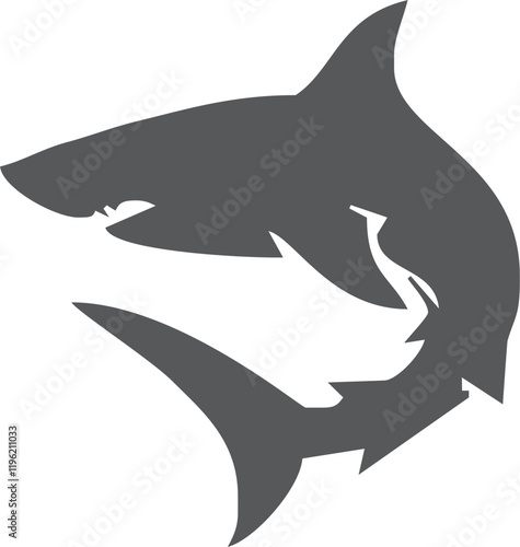 Shark silhouette flat illustration on isolated background