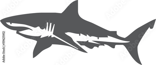 Shark silhouette flat illustration on isolated background