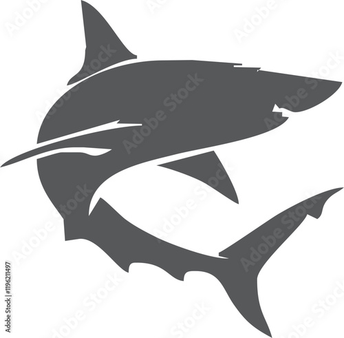 Shark silhouette flat illustration on isolated background