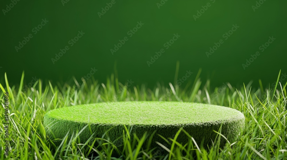 Fototapeta premium green grass podium circle background