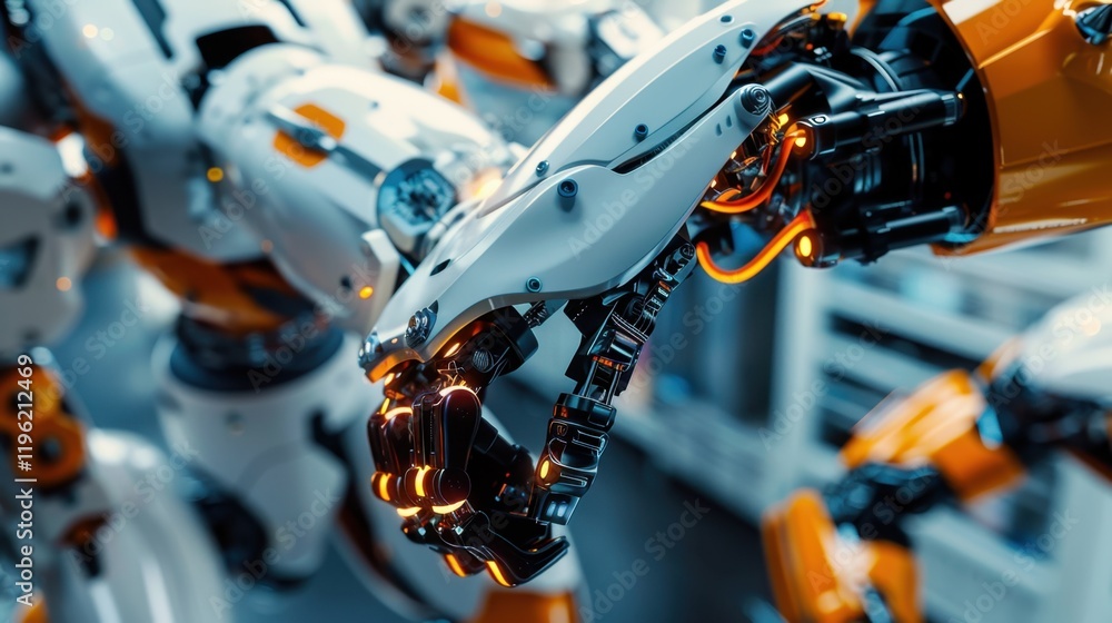 Fototapeta premium Automated Assembly Plant: A production facility where robotics and advanced machinery automate the assembly process, improving speed, precision, and cost-efficiency. 