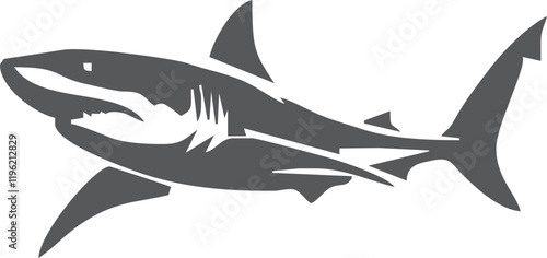 Shark silhouette flat illustration on isolated background
