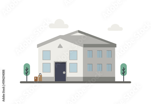 Elegant Warehouse Icon Design on White Background: A Must-Have for Corporate Presentations, Infographics, and Digital Media