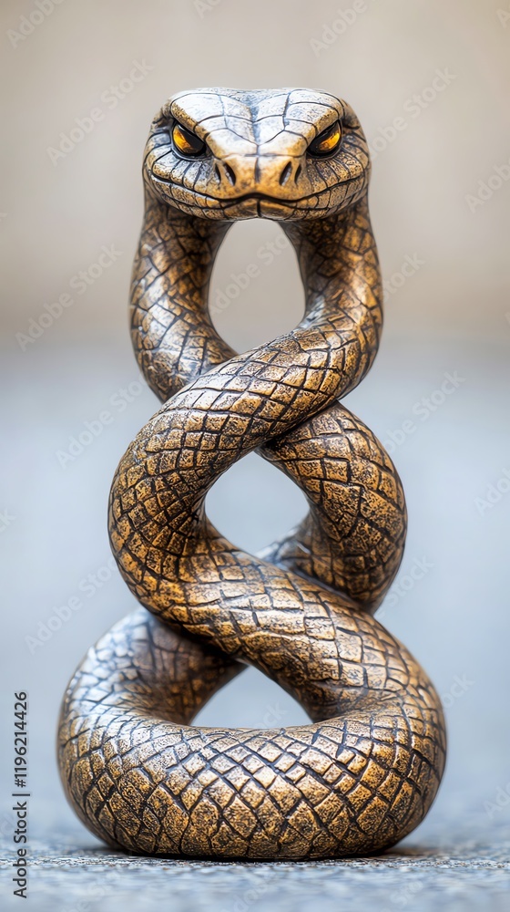 Fototapeta premium Intricate bronze snake sculpture