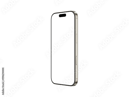 High-Resolution Transparent Smartphone Mockup for App, Design Presentation and Motion Graphics | Detailed PNG Format | Natural Titanium Color