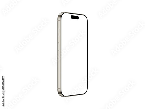 High-Resolution Transparent Smartphone Mockup for App, Design Presentation and Motion Graphics | Detailed PNG Format | Natural Titanium Color