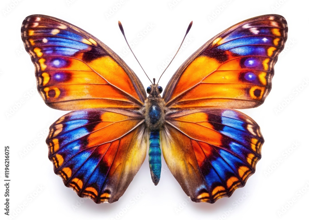 Fototapeta premium Isolated Butterfly, White Background, High Resolution, Macro Photography, Insect, Wings, Nature, Wildlife, Beautiful Butterfly, Colorful Butterfly, Monarch Butterfly, Butterfly Stock Photo