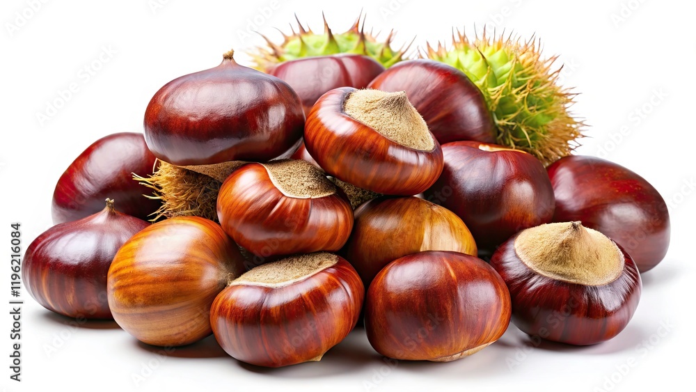 Isolated Chestnut Set: High-Resolution Candid Photos, Clipping Path, Autumn Nuts, Food Photography Isolated Chestnut Set: High-Resolution Candid Photos, Clipping Path, Autumn Nuts, Food Photography