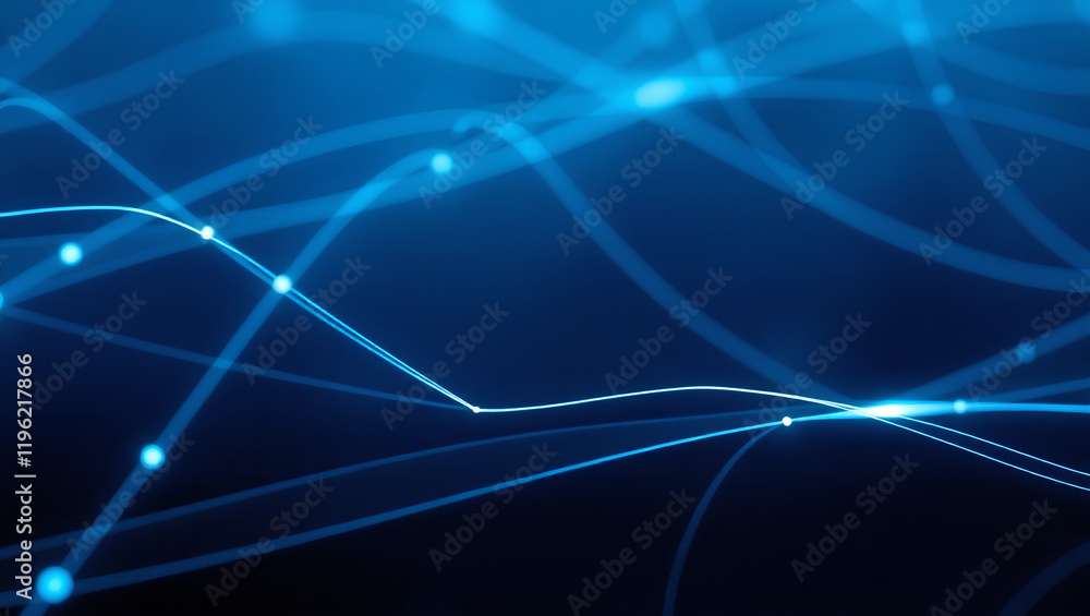 Naklejka premium Soft Digital Network Connection Lines with Glowing Effect, Representing Data Flow and Modern Communication