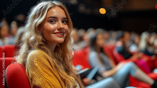 Wallpaper Mural Smiling woman in audience at event. Torontodigital.ca