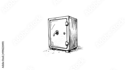 Fireproof safe illustration on white background, secure storage concept