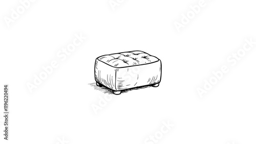 Minimalist ottoman sketch on white background, modern design