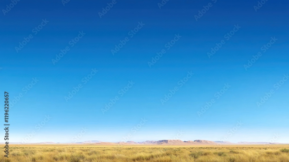 Vast Desert Landscape Under Clear Blue Sky Vast Desert Landscape Under Clear Blue Sky