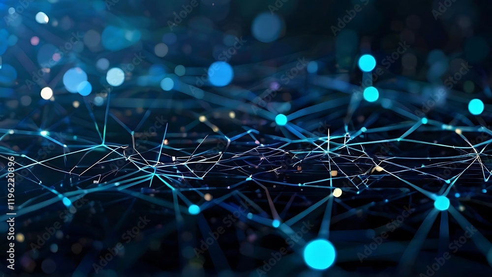 a digital network with glowing nodes connected by lines, and bokeh effects technology background a digital network with glowing nodes connected by lines, and bokeh effects technology background