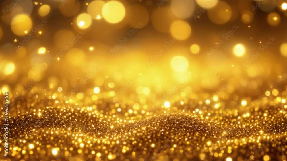 Golden glitter sparkles, radiant bokeh lights create luxurious ambiance. Golden glitter sparkles, radiant bokeh lights create luxurious ambiance.