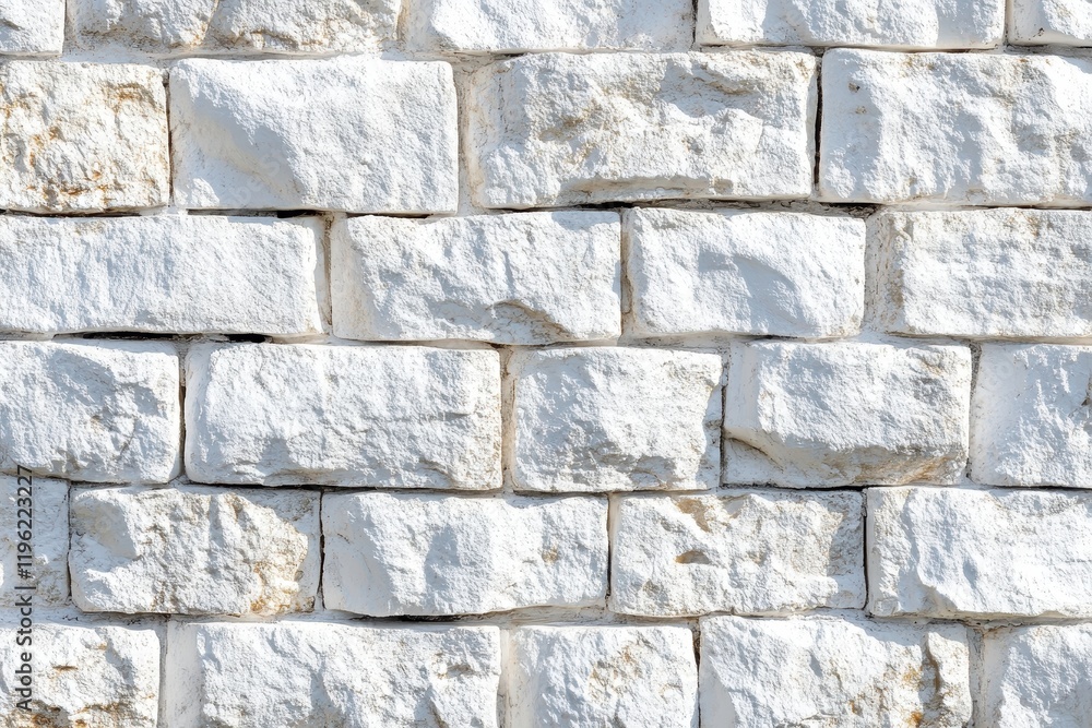 Fototapeta premium White stone wall texture, outdoor, sunny day, background