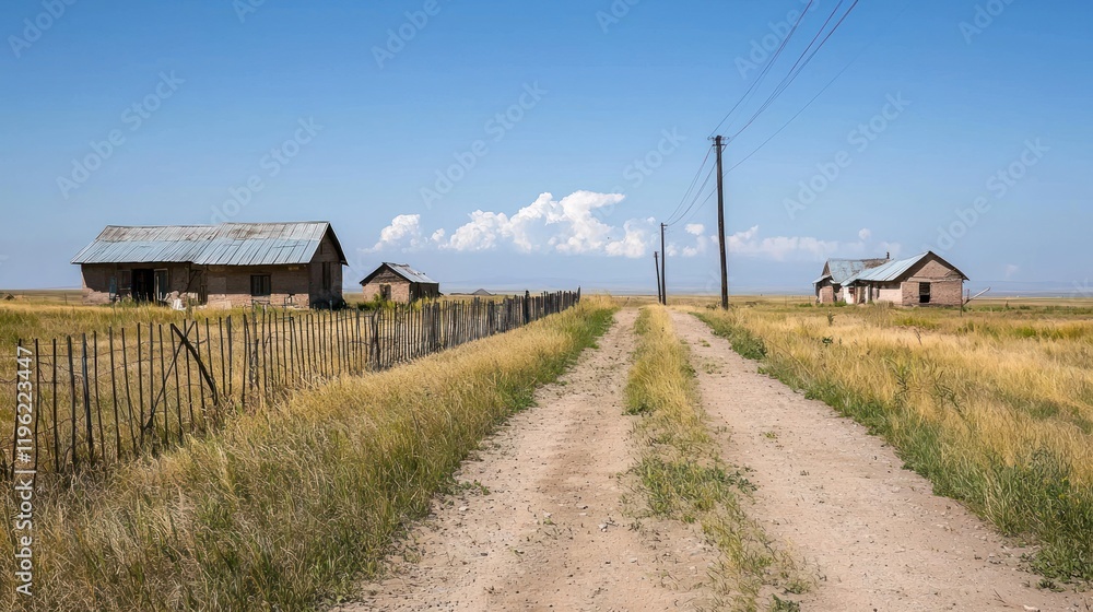 Rural landscape with abandoned farm Rural landscape with abandoned farm